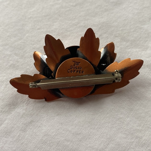 Copper clip on earrings, feather earrings, clip on earrings, copper jewelry, pin - Picture 3 of 6